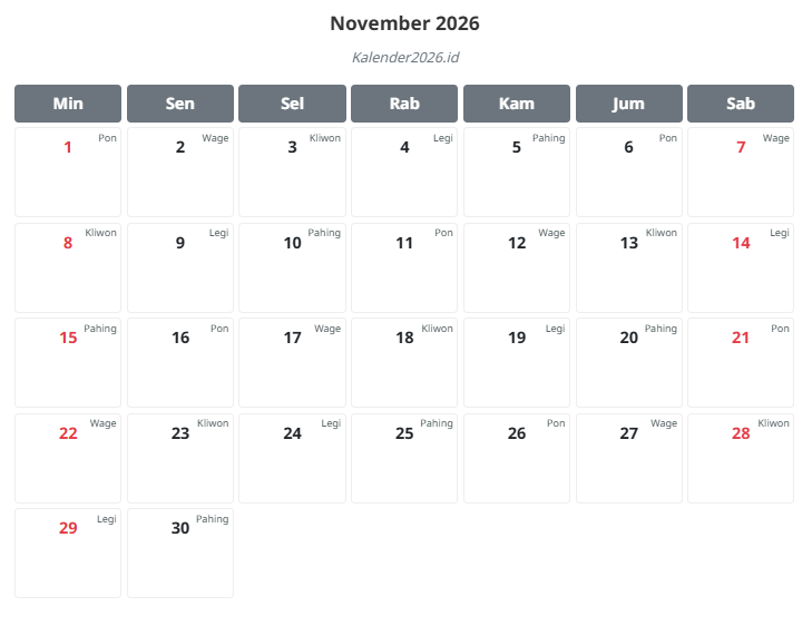 kalender november 2026